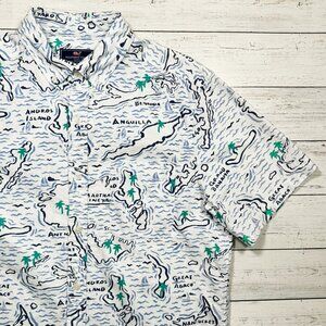 Vineyard Vines Short Sleeve Murray Shirt - Tropical Island Map Print - Medium